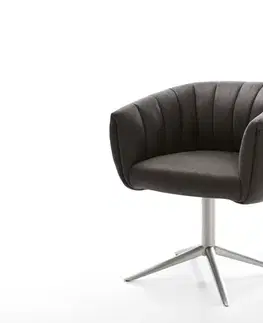 Jedálenské stoličky DELIFE Jedálenská stolička Jada-Flex mikrovlákno antracitová vintage krížová podstava nerezová oceľ 360° otočný hojdacia funkcia vrecková pružina