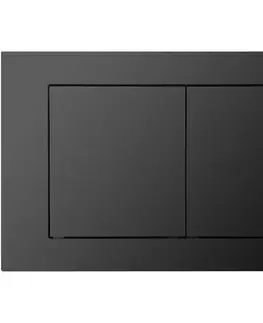 Záchody CERANO - Kompletný WC set Basic/Forte - čierna matná - WC tlačidlo Maxio/Čierna - závesné - nízky modul - predstenová inštalácia - 51x36 CER-8050BD86399