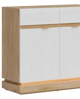 Komody do spálne Komoda Milton ML02 dub crem torro biela