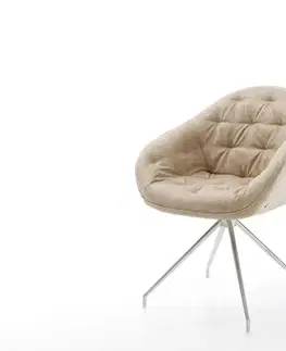 Jedálenské stoličky DELIFE Jedálenská stolička Gaio-Flex mikrovlákno béžová vintage krížová podstava zúžená nerezová oceľ