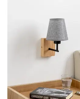 Svietidlá BRILAGI - Nástenná lampa NUBILA WOOD 1xE27/25W/230V dub/šedá BG1561+BG1569
