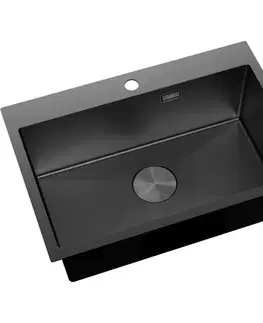 Kuchynské drezy MEXEN MEXEN - Solix oceľový drez 1-bowl 650 x 450 mm, čierna HC 6403651000-70HC