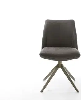 Jedálenské stoličky DELIFE Otočná jedálenská stolička Elso-Flex mikrovlákno antracit vintage krížová podstava široká titanový efekt 360° otočná hojdacia funkcia vrecková pružina