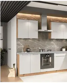 Kompletné kuchynské zostavy Artstolk Rohová kuchynská linka ISABEL | 200-260 cm dub artisan/sivá Prevedenie: s pracovnou doskou