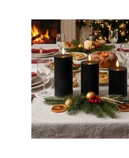 Svietidlá Estilo Home SADA 3x LED sviečok BRILLO LED/2xAA čierna + diaľkové ovládanie 5905623254876
