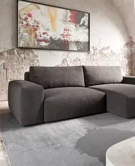 Rohové sedacie súpravy DELIFE Rohová pohovka Lanzo XL 270x180 cm mikrovlákno khaki-hnedá variabilné ležadlo