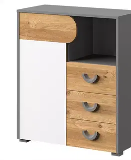 Komody do spálne Komoda Carini Komoda 1D3S Ca6 White Light Graphite