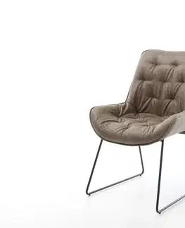 Jedálenské stoličky DELIFE Jedálenská stolička Taimi-Flex mikrovlákno taupe vintage čierna tenká podstava