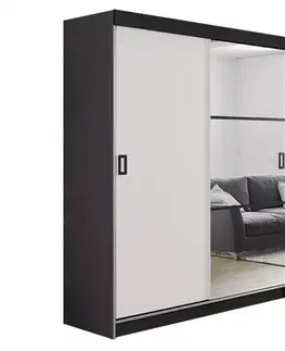 Spálňové šatníkové skrine Skriňa Retro 138 5L grafit/ Dvierka biely