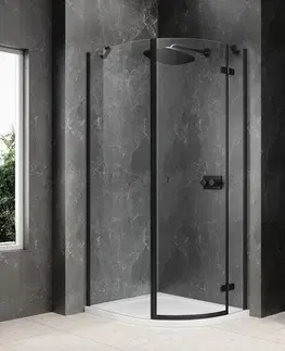 Sprchové dvere POLYSAN - GLOBE BLACK štvrťkruhová sprchová zástena 900x1000, číre sklo, pravé GB2910RB