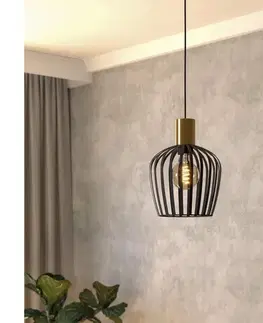 Svietidlá Eglo 901036 - Luster na lanku EMPOLI 1xE27/40W/230V čierna/zlatá 901036