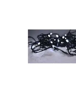 Vianočné osvetlenie  LED vonkajšia vánočná reťaz, 100 LED, 10m, prívod 3m, 8 funkcií, časovač, IP44, studená biela, 1V101-W