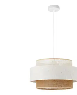 Svietidlá  Závesný luster BOHO na lane 1xE27/60W/230V, priemer 40 cm, biela/juta H0177