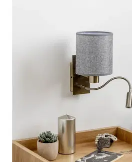 Svietidlá BRILAGI - LED Nástenná lampa NUBILA 1xE27/25W/230V + LED/3W mosadz/šedá BG1557+BG1582