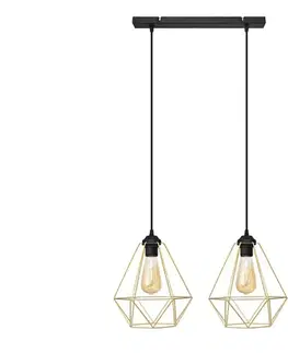 Svietidlá  Luster na lanku KARO 2xE27/15W/230V zlatá/čierna W-L 1311/2 BK-B GO MAT