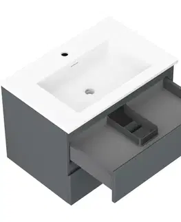 Kúpeľňový nábytok MEXEN/S - Orio kúpeľňová skrinka 70 cm s umývadlom Otis, 2 zásuvky, grafit mat/biela mat 91A10-07047-2-BFF66-W18M01