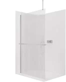 Držadlá k vani CERANO - Sprchová zástěna Walk-in Onyx Top Round L/P - 8 mm - kulatá vzpěra + polička/držák na ručníky - chrom, rýhované sklo - 60x200  CER-8050BD1669