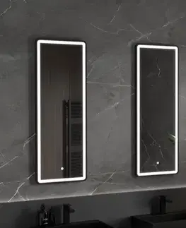 Kúpeľňové zrkadlá MEXEN - Coro zrkadlo s osvetlením 45 x 120, LED 6000K, čierny rám 9817-045-120-611-70