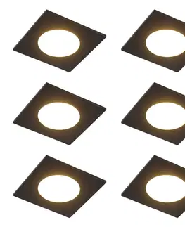 Zapustené svietidlá Sada 6 moderných zapustených bodových svetiel čierna vrátane LED 3-stupňové stmievateľné IP65 - Simply