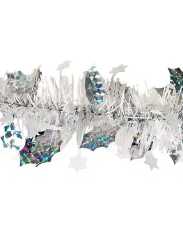 Vianočné dekorácie Vianočná reťaz s cezmínou strieborná, 200 x 10 cm