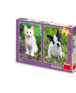 Do 49 dielikov Dino Toys Puzzle Buldoček a mačiatko 2x48 Dino