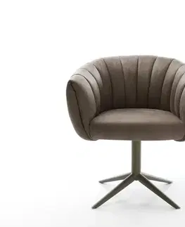 Jedálenské stoličky DELIFE Jedálenská stolička Jada-Flex mikrovlákno taupe vintage podstava titánová farba 360° otočný hojdacia funkcia vrecková pružina
