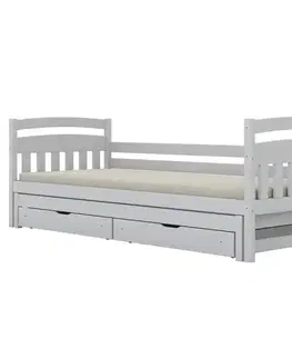 Postele pre dievčatá Posteľ Tosia s prístelkou + zásuvky 80x200 biela
