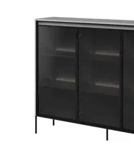 Vitríny Dig-net nábytok Vitrína SWING TR-08 s LED osvetlením | sivá Variant: bez LED osvetlenia políc