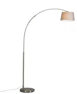 Oblúkové lampy Moderná oblúková lampa oceľ s sivým látkovým tienidlom - Arc Basic