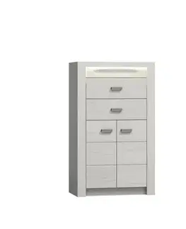 Komody KONDELA Infinity 6 dvojdverová komoda jaseň biely