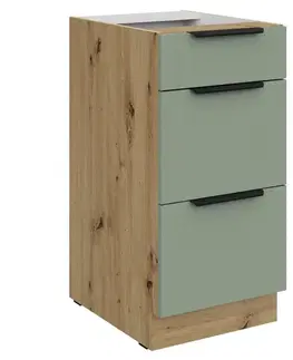 Kuchynské dolné skrinky KONDELA Arsany 40 D 3S BB dolná kuchynská skrinka aquamarine / dub artisan