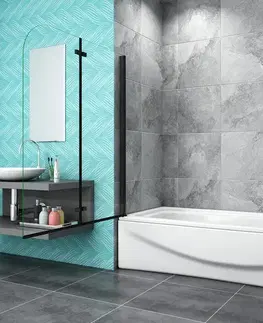 Sprchové dvere H K - Vaňová zástena S22 100x140 - dvojdielna sklopná, čierna, číre sklo SE-S22-100B