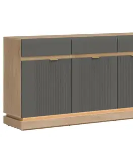 Komody do spálne Komoda Milton ML03 dub crem torro sivý