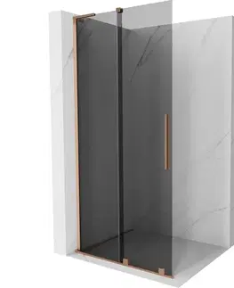 Sprchové dvere MEXEN/S - Velar L Sprchová zástena posuvná Walk-in 100 x 200, grafit 8 mm, meď kartáčovaná 871-100-003-43-65