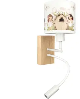 Svietidlá BRILAGI - LED flexibilná lampa BOBO WOOD 1xE27/25W/230V + LED/3W dub/biela/ružová/víly BG1565+BG5586