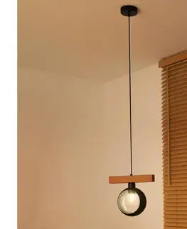 Svietidlá  - Luster na lanku IRONLINE 1xE27/15W/230V borovica dub/čierna 70415