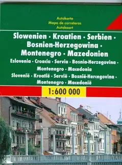 Do auta Slovinsko, Chorvátsko, Bosna, Srbsko, Čierna Hora mapa 1:600 000