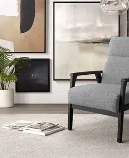 Kreslá ALBERTO retro čalúnené kreslo, šedá/wenge