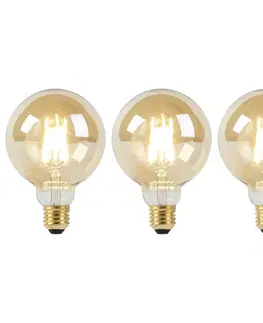 LED osvetlenie Sada 3 LED žiaroviek E27 Dim to Warm G95 zlatá 8W 806lm 2000-2700K