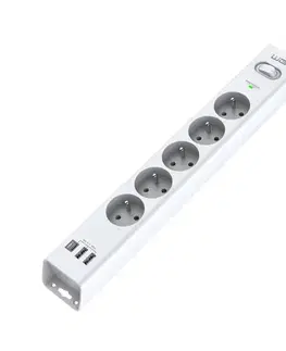 Predlžovacie káble Winner Group - Prepätová ochrana 5 zásuviek + 2xUSB-A + 1xUSB-C biela WINPREPOCH5