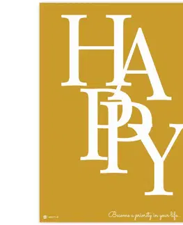Obrazy s textom Obraz na stenu do obývačky HAPPY