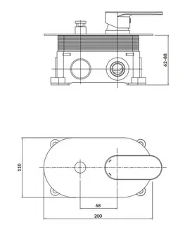 Kúpeľňové batérie CERSANIT - Podomietková páková vaňová/ sprchová batéria CREA, vr. montážneho telesa, chróm S951-305