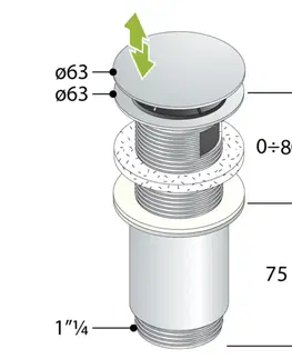 Doplnky do kúpeľne Omp Tea - Umyvadlová výpust 5/4“, click-clack, veľká zátka, max 80, zlato mat 7533.370.5.36