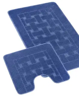 Koberce a koberčeky Bellatex Sada kúpeľňových predložiek Bany s výkrojom Obdĺžnik modrá, 60 x 100, 60 x 50 cm