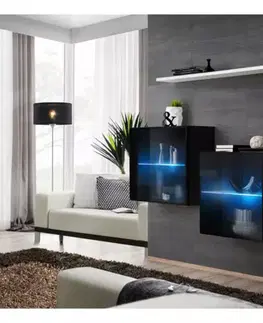 Komody do spálne Komoda+Polička Switch Sb III Led Čierna /Biely