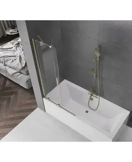 Sprchové dvere MEXEN/S - Velar Dvojkrídlová posuvná vaňová zástena 90 x 150, transparent, zlatá 896-090-000-01-50