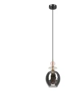 Svietidlá  Luster na lanku VELLO 1xE27/15W/230V čierna/dymová ružová/béžová/čierna LM-1.308/ROSE