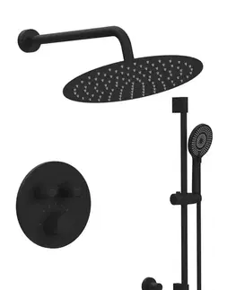 Držadlá k vani SAPHO SAPHO - SMART SELECT sprchový set s termostatickou batériou, 2 výstupy, posuvný držiak sprchy, čierna mat RP032B-02