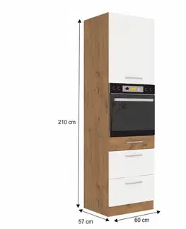 Kuchynské dolné skrinky KONDELA Vega 60 DPS-210 3S 1F skrinka na vstavanú rúru dub lancelot / biely vysoký lesk
