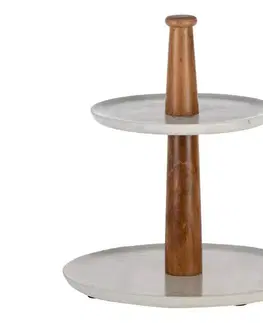Taburetky Eglo 427261 - Servírovací stojan MAKILALA 28x25,5 cm drevo/mramor 427261